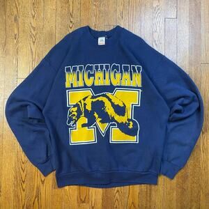 Vintage 90s University of Michigan Wolverines Graphic Crewneck Sweatshirt XL